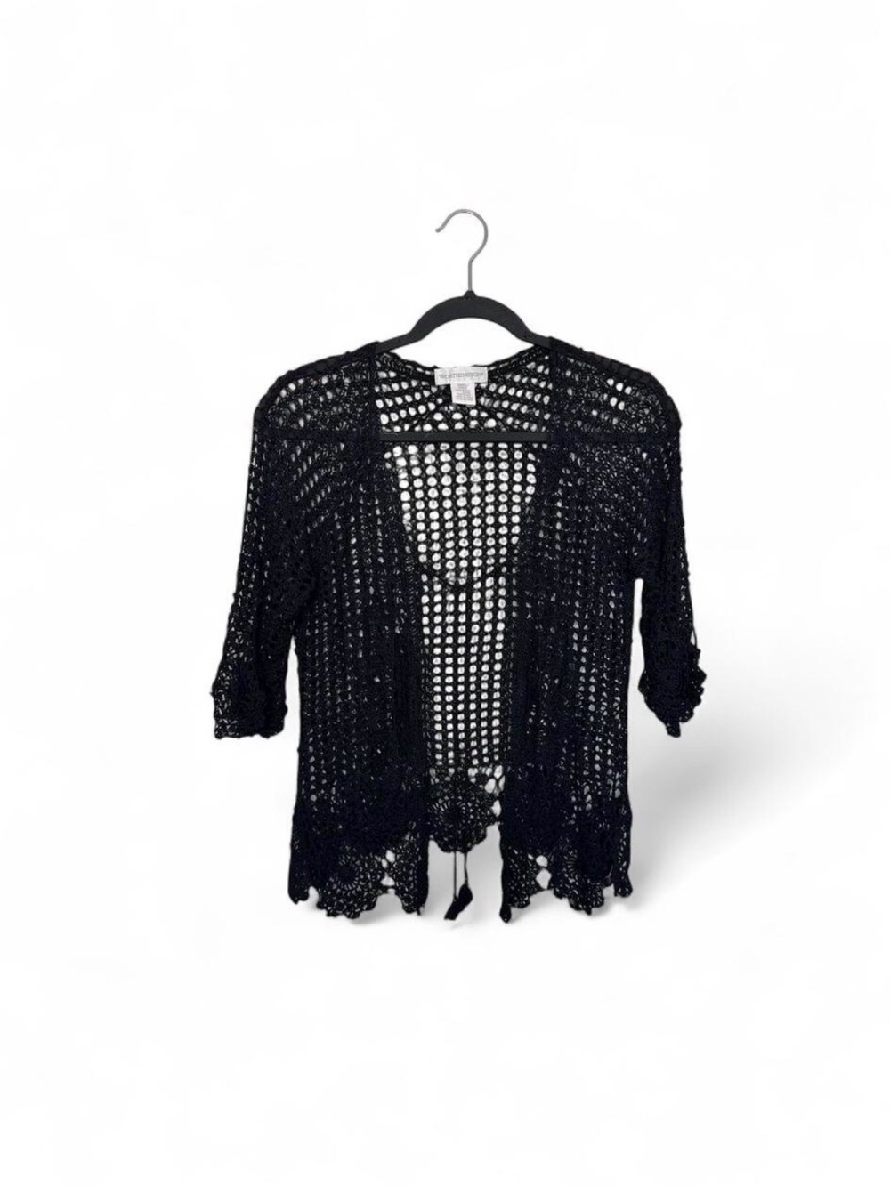 VTG Worthington Crochet Cardigan Doily Fairy Grunge Whimsigoth Small